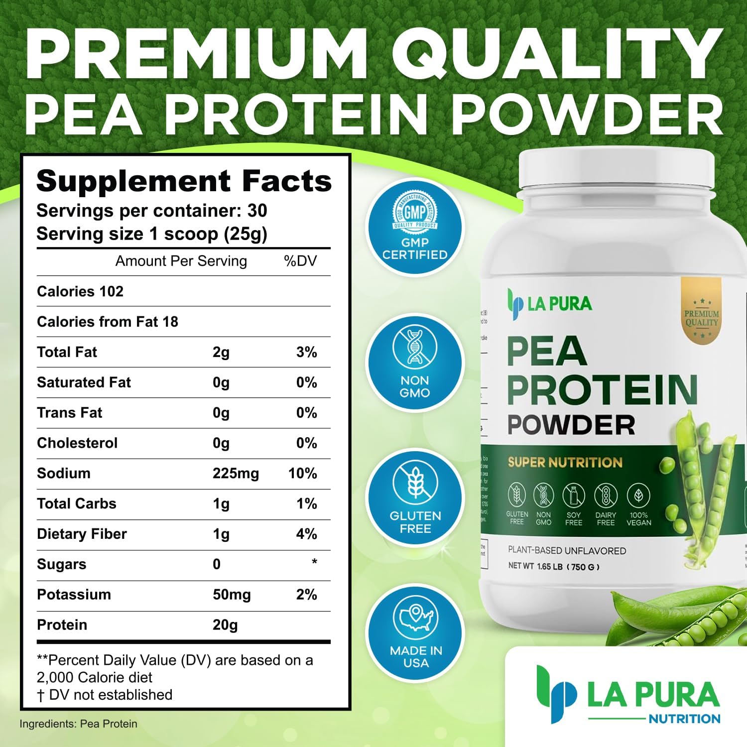 Pea Protein Powder 1.65 lb.