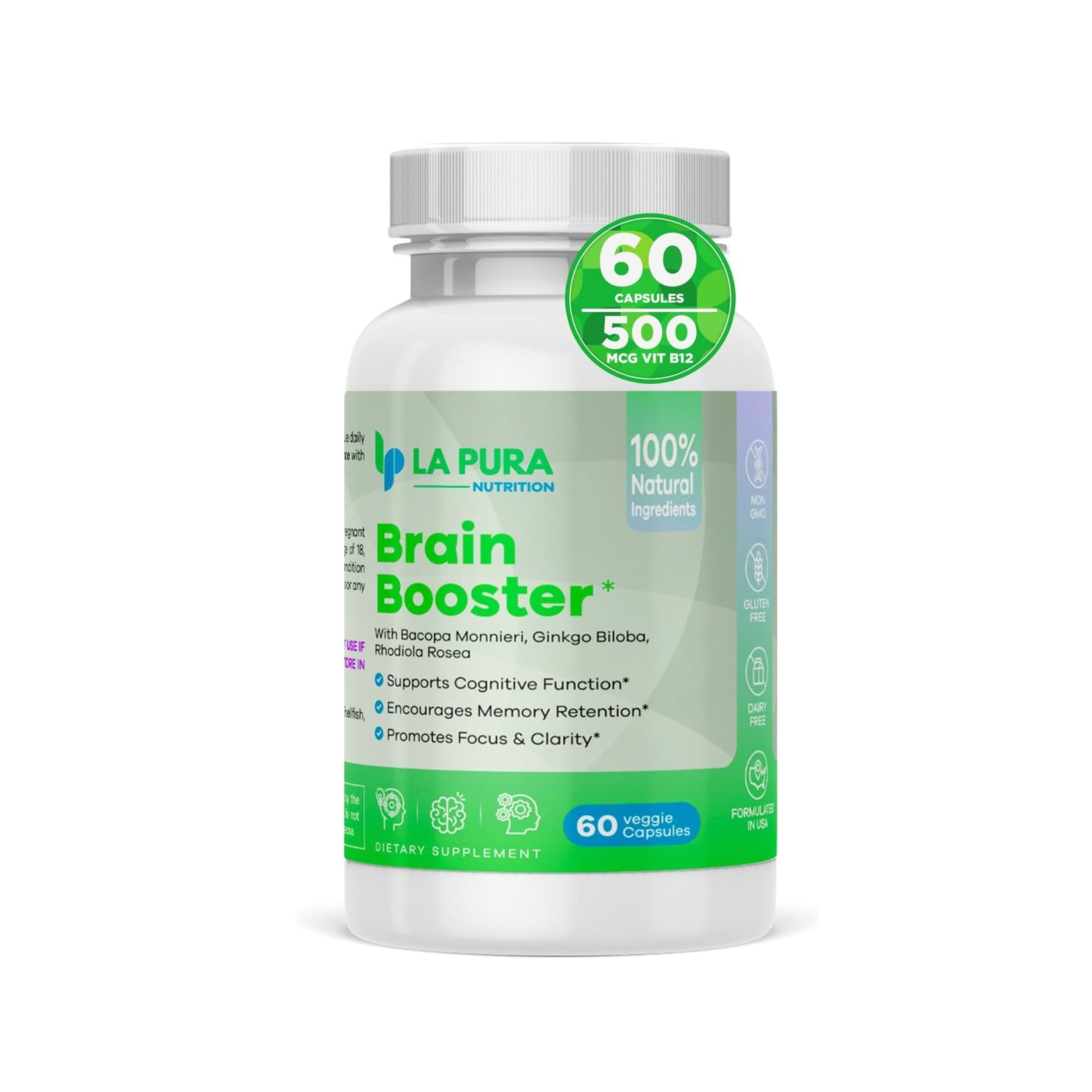Brain Booster Supplement, 60 Veggie Capsules